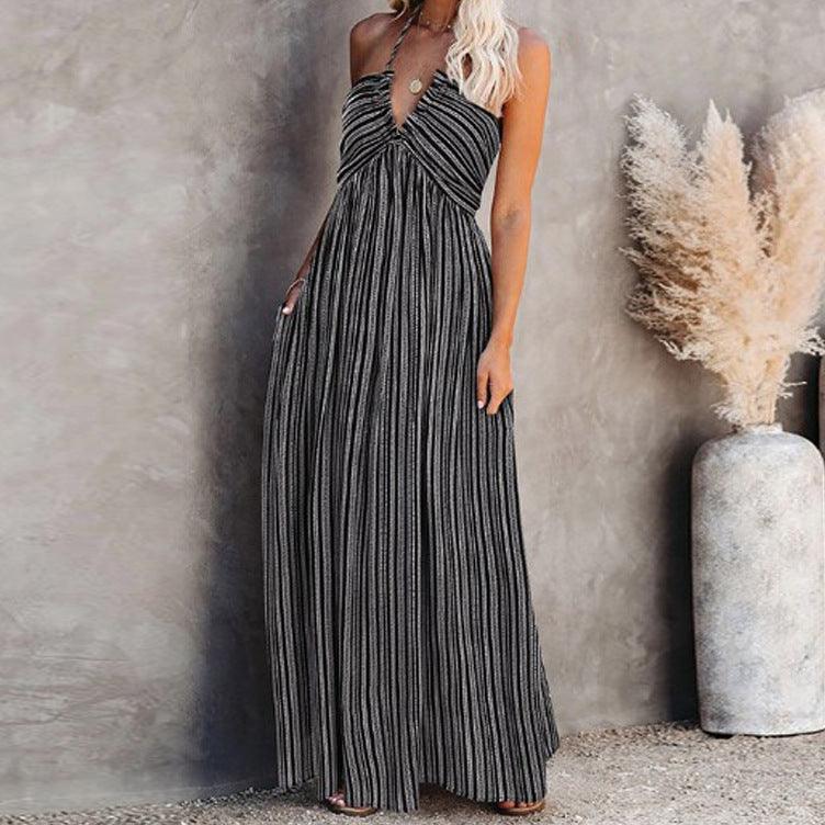 New style sling wrapped chest long dress - Trendha