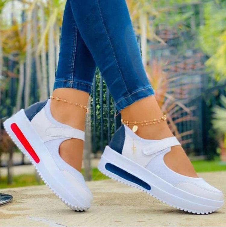 Women's Strap-Fastening PU Platform Shoes
