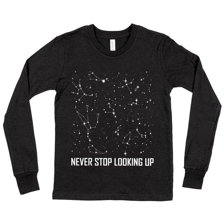 Kids' Never Stop Looking Up Long Sleeve T-Shirt - Constellation T-Shirt - Stars T-Shirt - Trendha