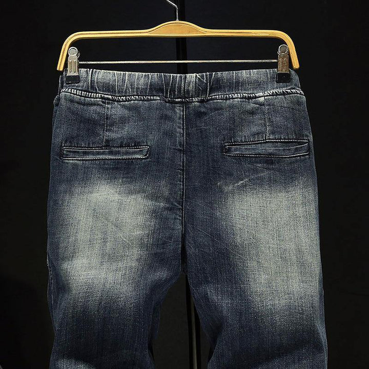 Casual Drawstring Ripped Washed Harem Jeans For Men - Trendha