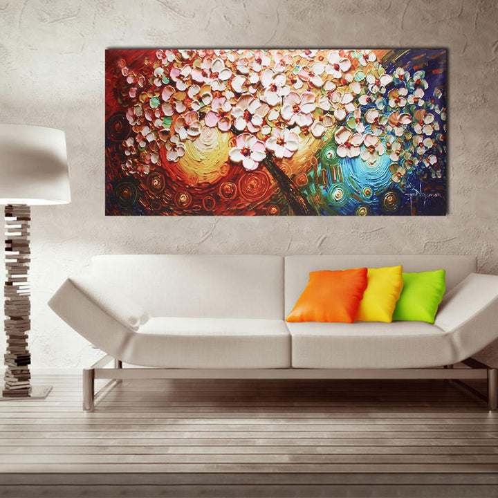 Hand-Painted Flower Tree Canvas Abstract Paintings Art Wall Poster Decor Unframed - Trendha