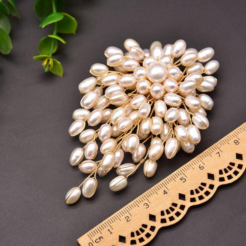 Natural Pearl Brooch Female European And American Retro Pure Hand-woven Pearl Brooch - Trendha