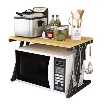 2 Tier Kitchen Baker Rack Microwave Oven Stand Storage Cart Workstation Shelf Desktop Organizer - Trendha