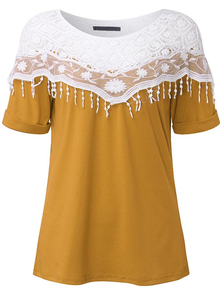 Casual Women Lace Crochet Hollw Out Batwing Sleeve Blouse - Trendha