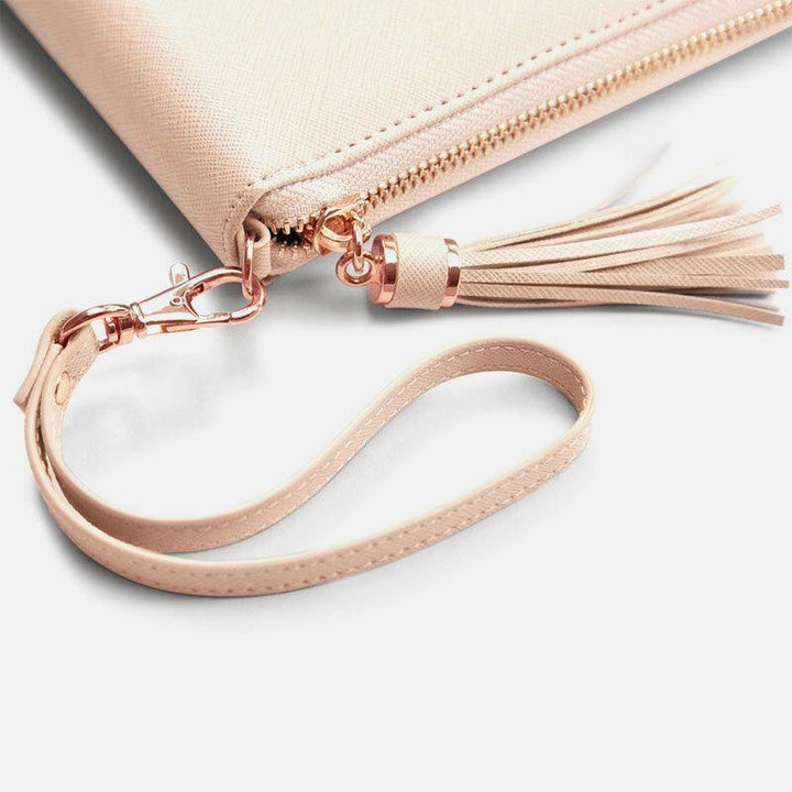 Women Leather Solid Color Multifunction Tassel 6 Card Slots Pen Phone Bag Clutch Bag - Trendha