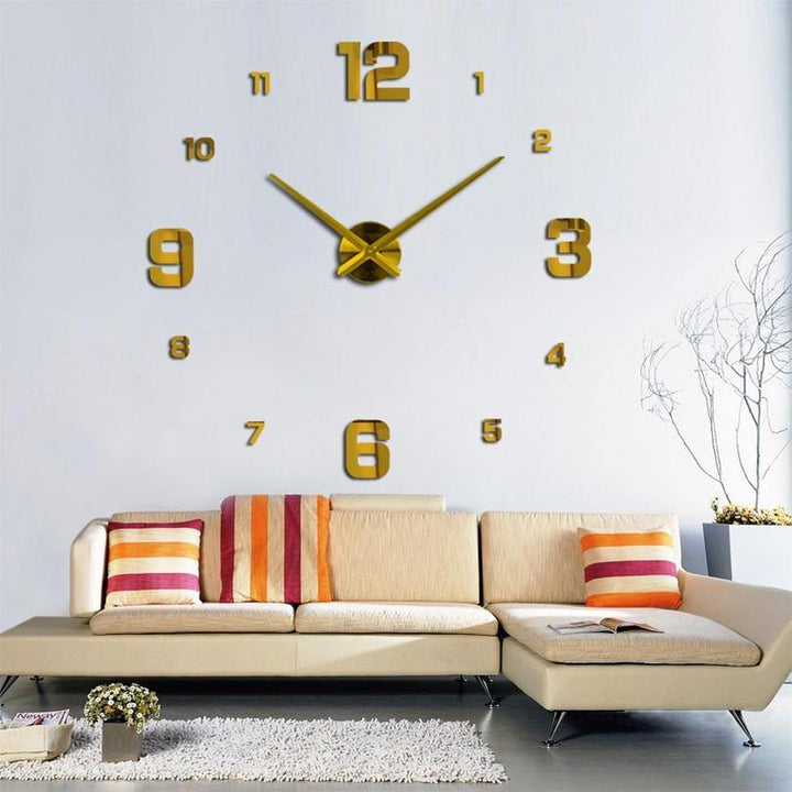Modern Mute DIY Frameless Large Wall Clock 3d Mirror Sticker Metal Big Watches Home Office Decorations - Trendha