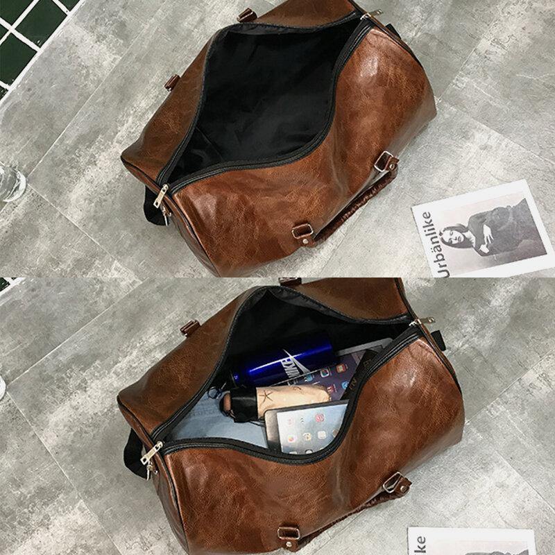 Women & Men Leather Retro Large Capacity Handbag Business Luggage Bag Shoulder Bag Crossbody Bag - Trendha