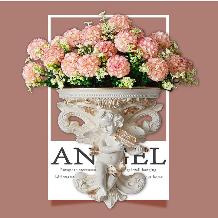 Cupid Angel Plaster Corbel Shelf Rack Resin Figurine Top Flower Insert Wall Art Decor - Trendha
