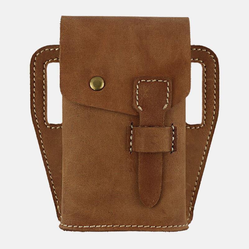 Men Genuine Leather Retro Outdoor Sport 6.3 Inch Phone Bag Waist Bag With Belt Loop - Trendha