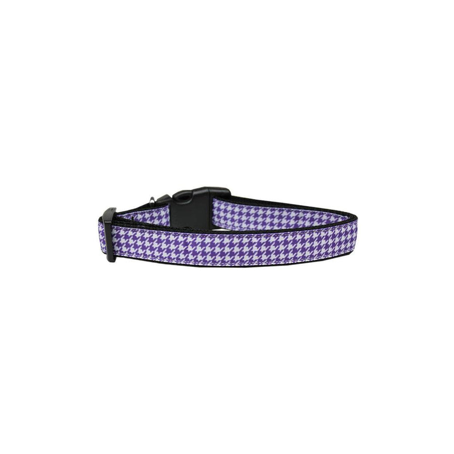 Purple Houndstooth Nylon Ribbon Collar - Trendha