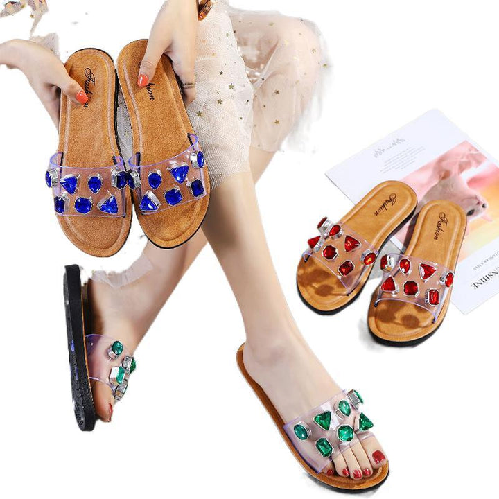 Anti-slip Trendy Sandals With Gemstones And Diamonds - Trendha