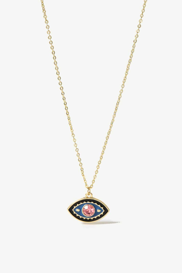 Evil Eye Pendant Gold Plated Chain Necklace - Trendha