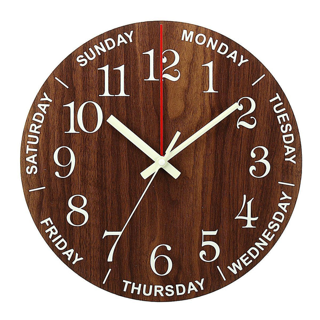 12 Inch Luminous Wall Clock Wooden Silent Non-Ticking Clock With Night Light - Trendha