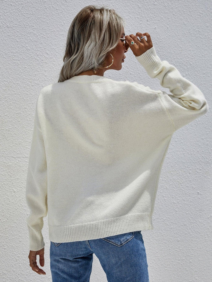 Half Button Long Sleeve Henley Sweater - Trendha