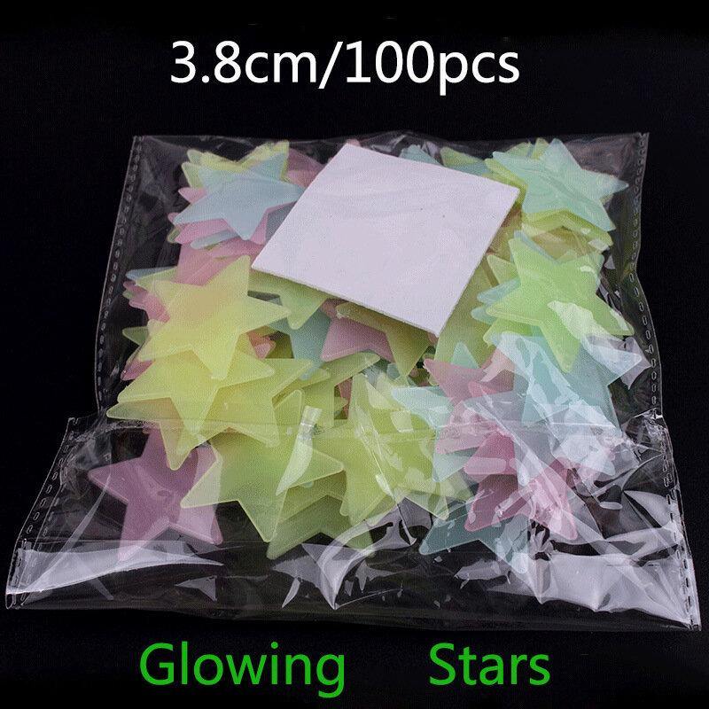 100Pcs Glow In The Dark Stars Sticker Beautiful 3D DIY Home Decal Art Luminous Wall Stickers - Trendha
