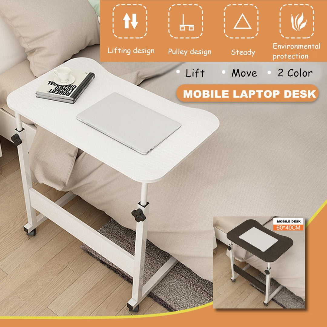 Adjustable Computer Laptop Desk Simple Mobile Lifting Laptop Table With Wheels Wood Laptop Table Beside Bed Sofa - Trendha