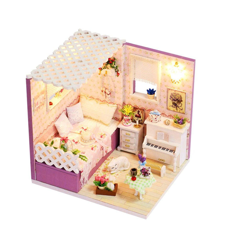 DIY Wooden Doll House Room Furniture Set LED Light Miniature Girl Princess Christmas Room Puzzle Toy Gift Decor - Trendha