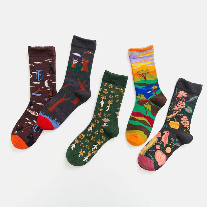 Unisex Literature And Art Colorful Patchwork Color Animal Pattern Tube Socks - Trendha