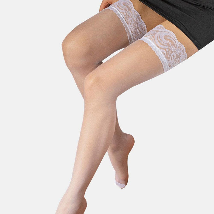 Women Nylon Lace Silicone Non-slip Stockings Lightweight Breathable High Socks - Trendha