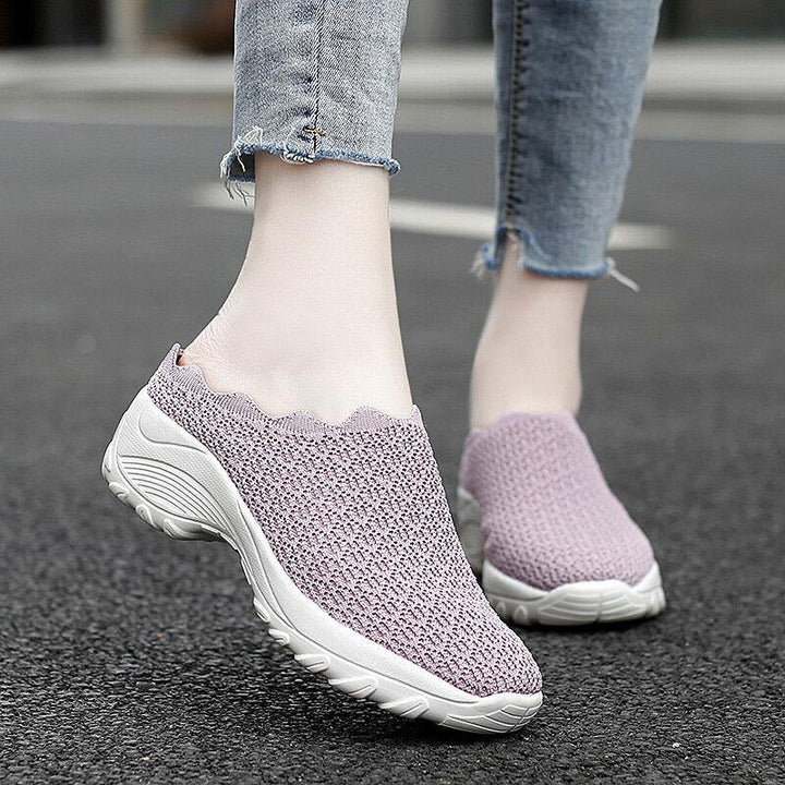 Women Mesh Solid Color Platform Backless Shoes - Trendha