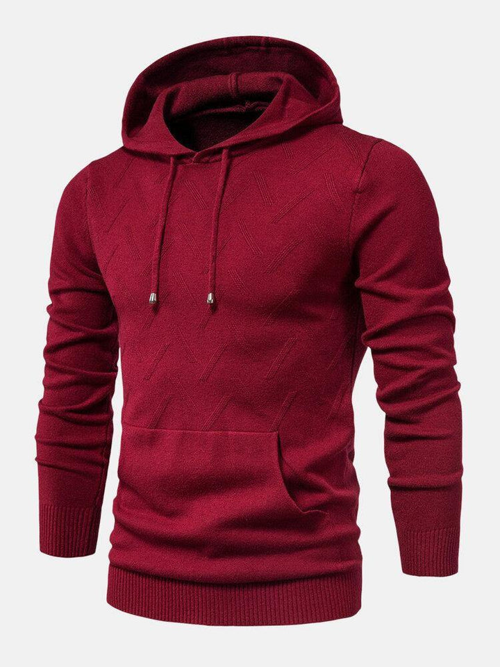 Mens Warm Simple Solid Color Knitted Hooded Sweaters With Pocket - Trendha