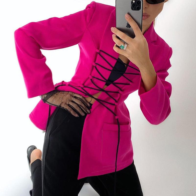 Women's Long-sleeved Tie-up Mid-length Suit - Trendha