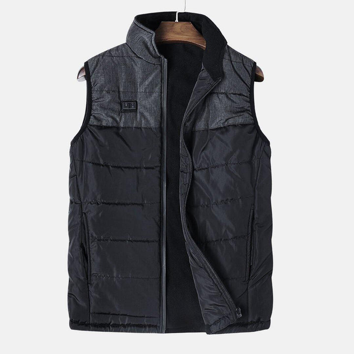 USB Electric Heated Thermal Fit Front Zipper Down Vest - Trendha
