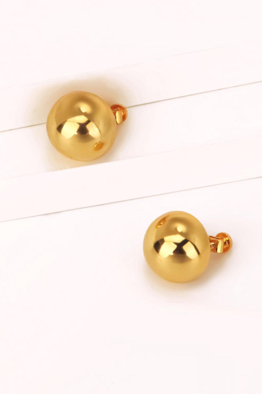 18K Gold Plated Ball Stud Earrings - Trendha