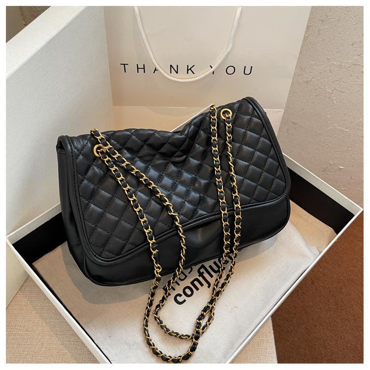 Fashion Simple Solid Color Diamond Chain Bag - Trendha