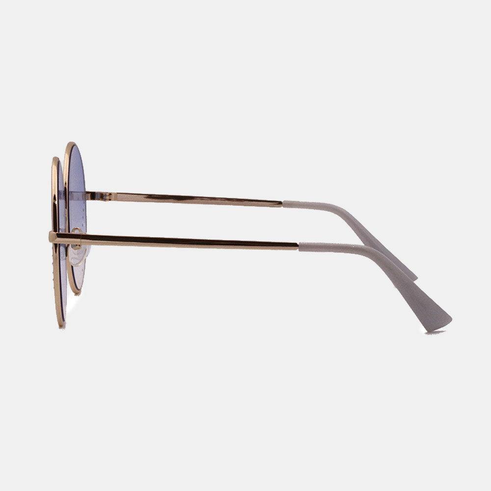 Unisex Round Frame Metal Full Tinted Lens UV Protection Fashion Sunglasses - Trendha