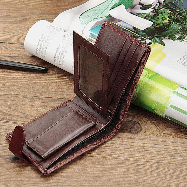 Men Faux Leather Contrast Color Retro Business Fashion Card Holder Wallet - Trendha