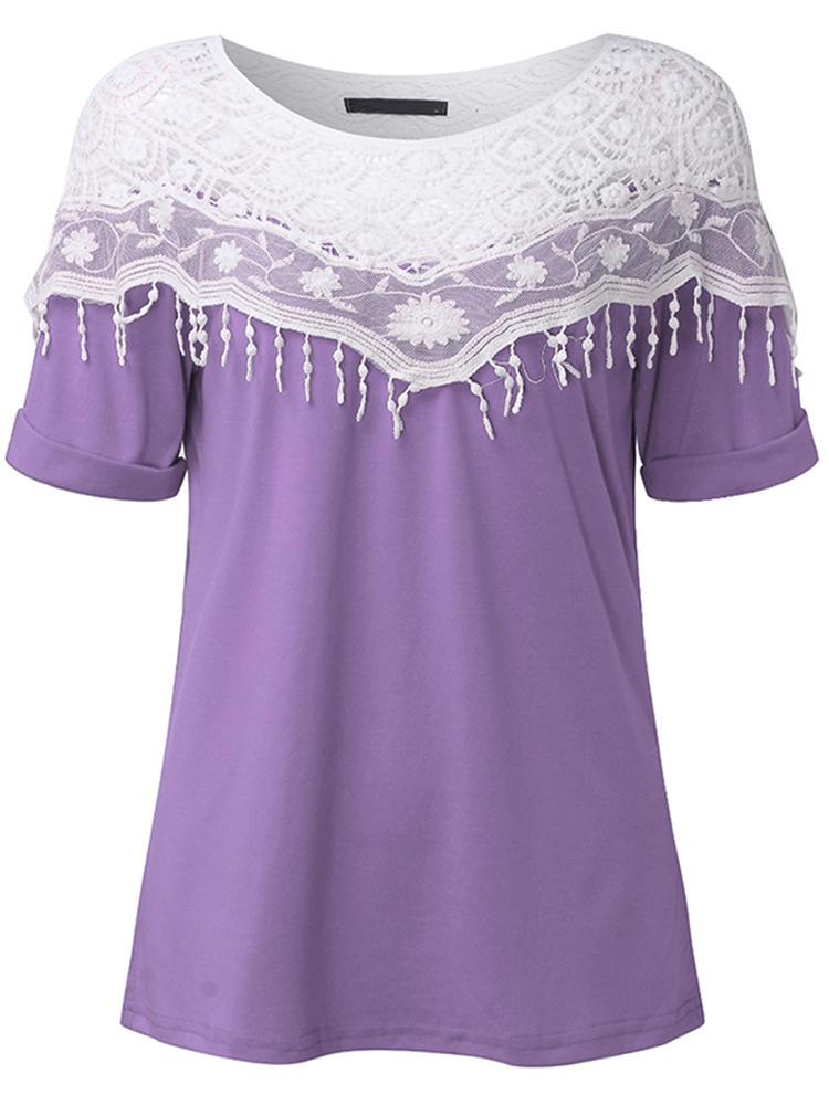 Casual Women Lace Crochet Hollw Out Batwing Sleeve Blouse - Trendha