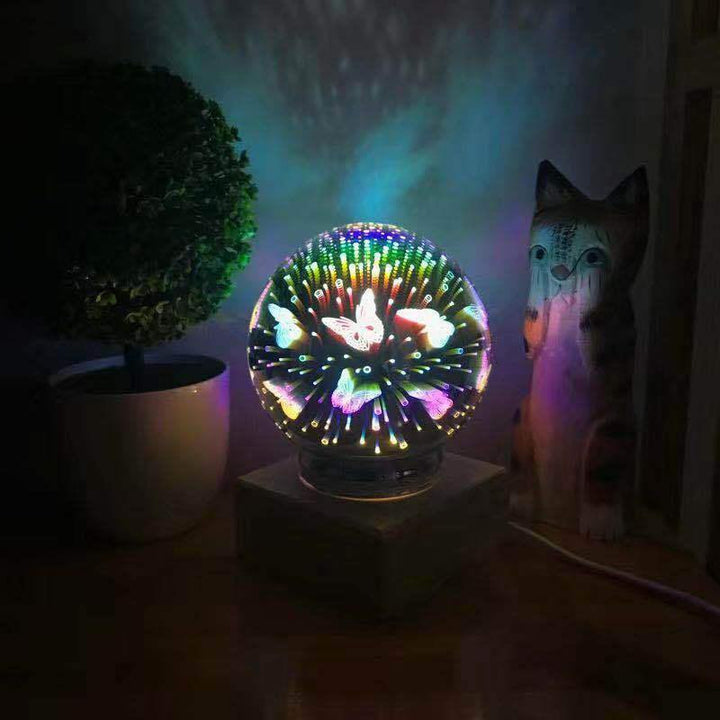 Wood Colorful 3D Magic Ball Projection Lamp Usb Power Night Light For Xmas Gift - Trendha