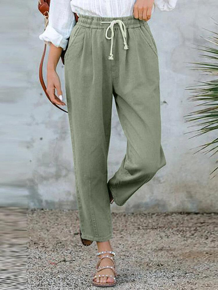 100% Cotton Solid Simple And Comfortable Work Pants - Trendha