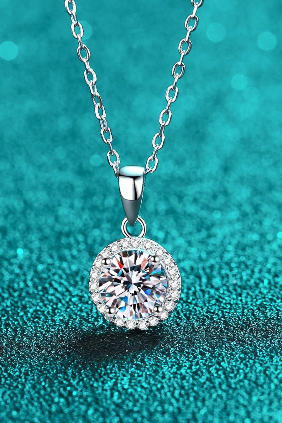 Chance to Charm 1 Carat Moissanite Round Pendant Chain Necklace - Trendha