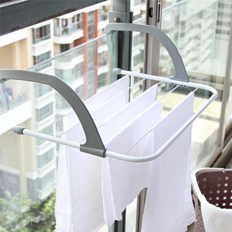 Folding Drying Rack Outdoor Portable Cloth Hanger Balcony Laundry Dryer Airer - Trendha