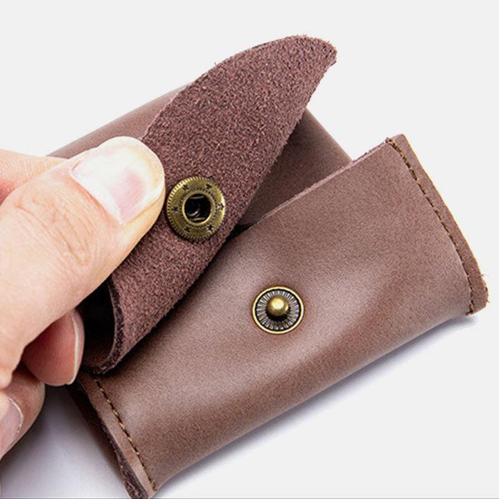 Unisex Genuine Leather Casual Mini Coin Earphone Storage Bag Wallet Coin Bag - Trendha
