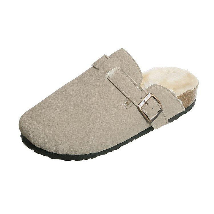 Round Head Comfortable Casual Flat Bottom Plus Fluffy Lazy Half Slippers Female Trend - Trendha