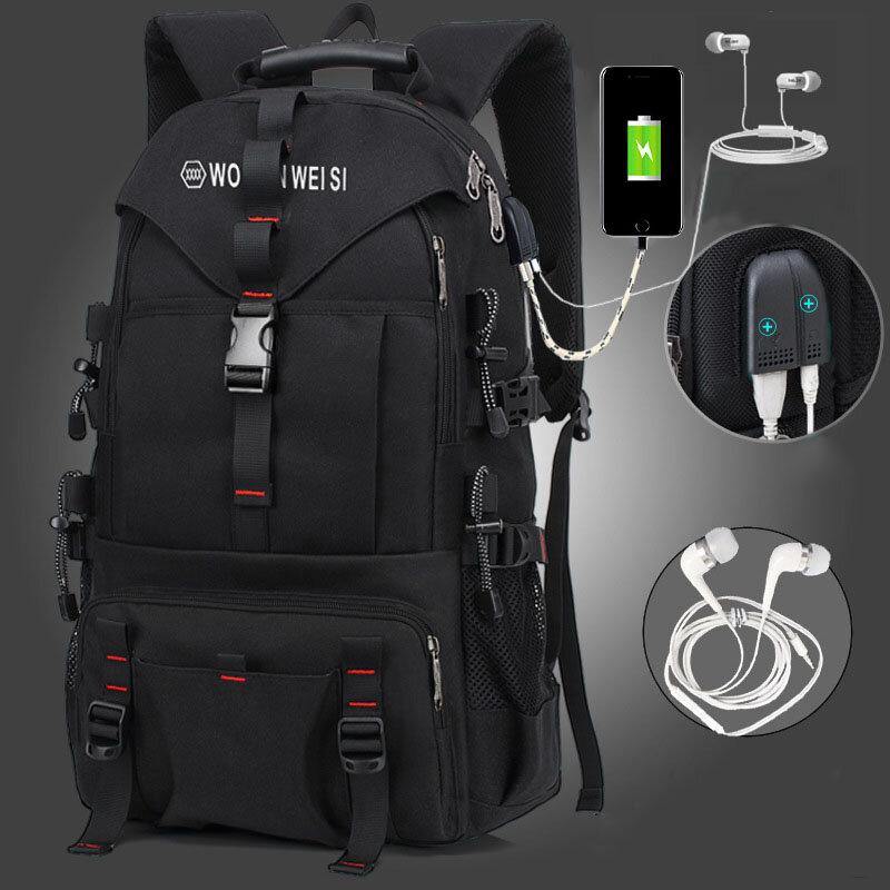 Men Large Capacity Outdoor Waterproof USB Charging Multi-pocket 14 Inch Laptop Bag Travel Climbing Backpack - Trendha