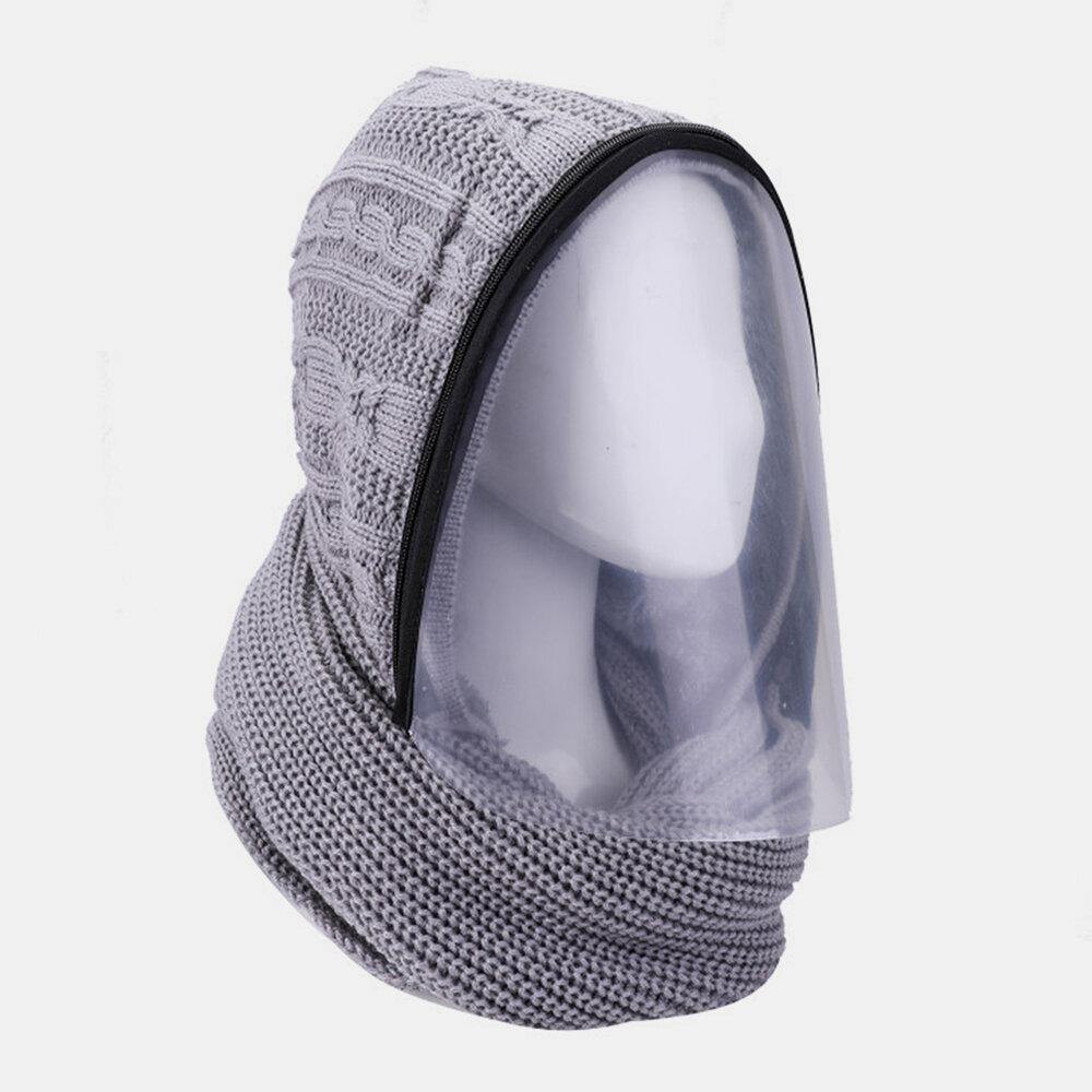 Unisex Detachable Keep Warm Dustproof Zipper Neck Protection Knitted Face Mask Scarf - Trendha