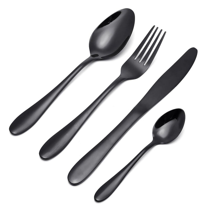4Pcs Stainless Steel Black Gold Flatware Dinnerware Cutlery Fork Spoons Tableware Set for Kitchen Dinner Tool - Trendha
