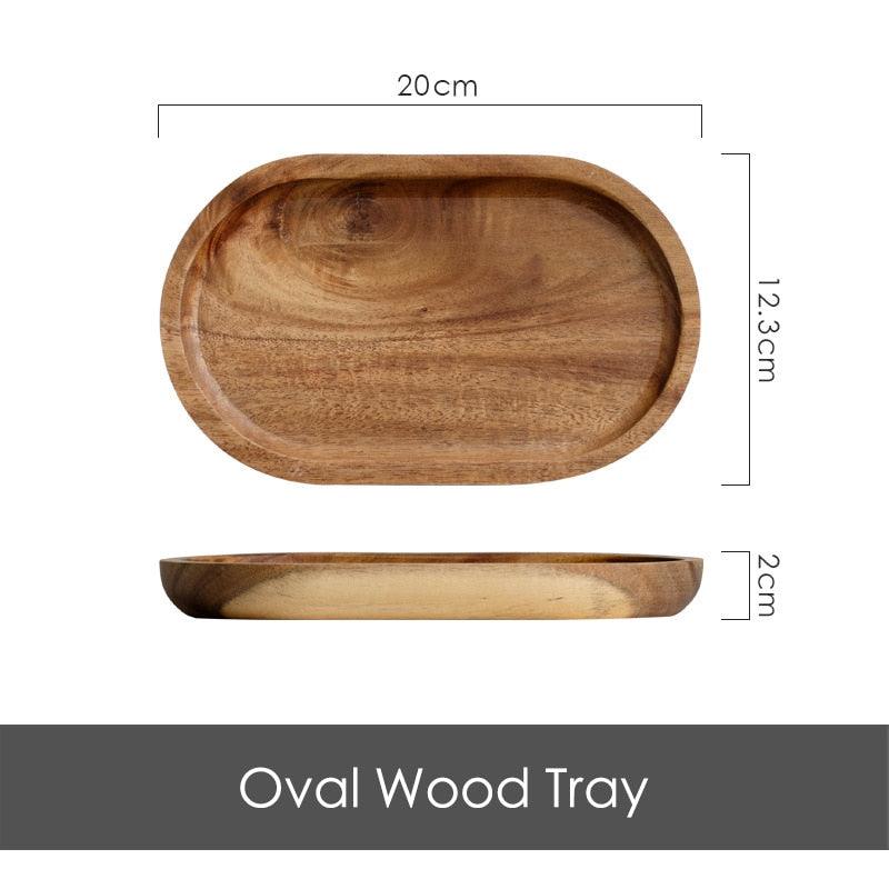 Acacia Wood Geometric Serving Tray - Trendha