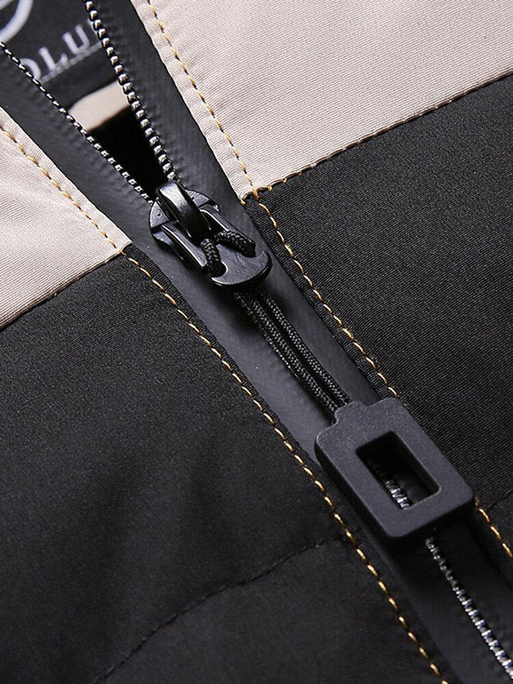 Men Letter Webbing Thick Removable Fur Hooded Zipper Pocket Solid Color Down Jacket - Trendha