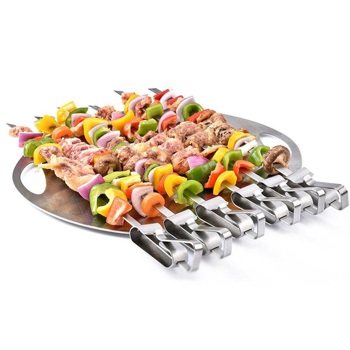 BOLEEFUN 6PCS Reusable Skewers BBQ Removable Forks Pushable Food Skewers for Camping Tool - Trendha