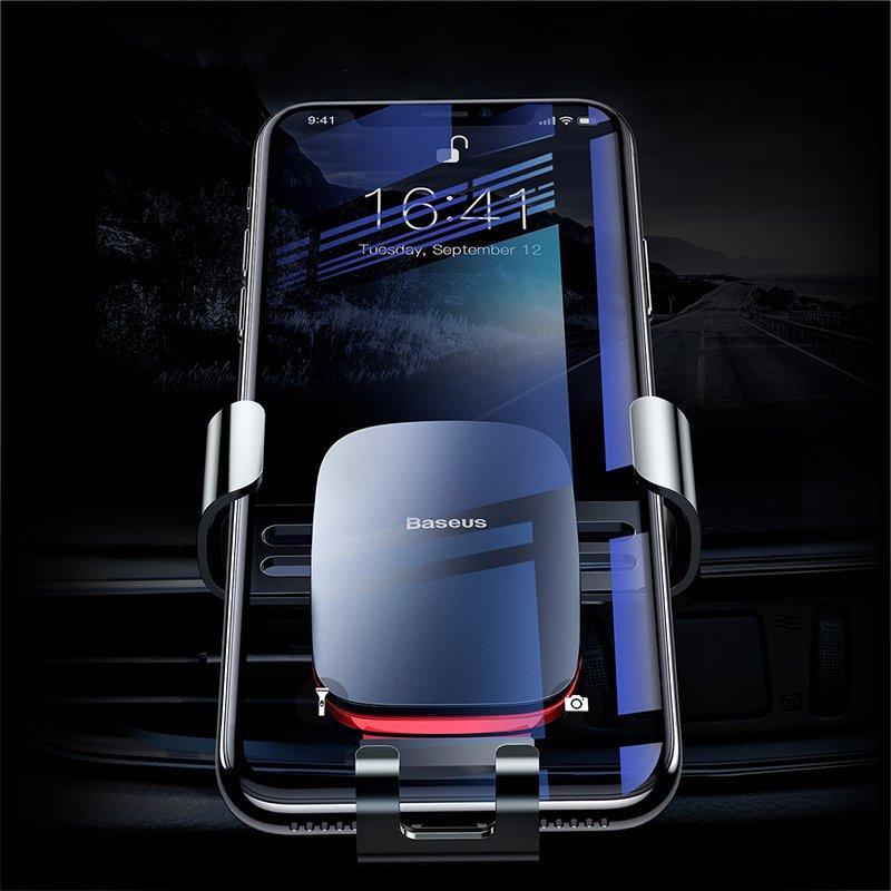 Baseus Metal Gravity Auto Lock Car Mount Air Vent Holder Stand for iPhone 8 Mobile Phone - Trendha