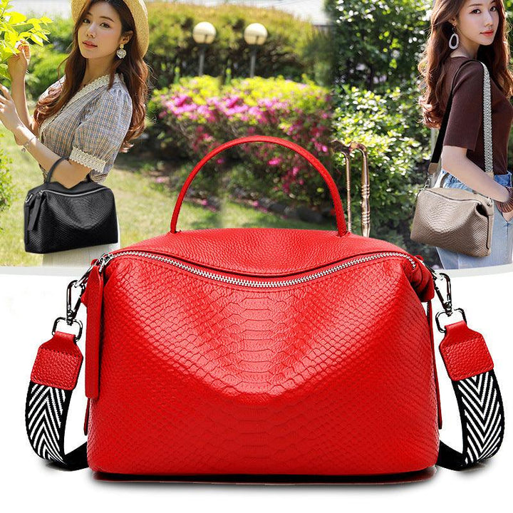Fashion Trendy Portable First Layer Cowhide Ladies One-shoulder Messenger Bag - Trendha