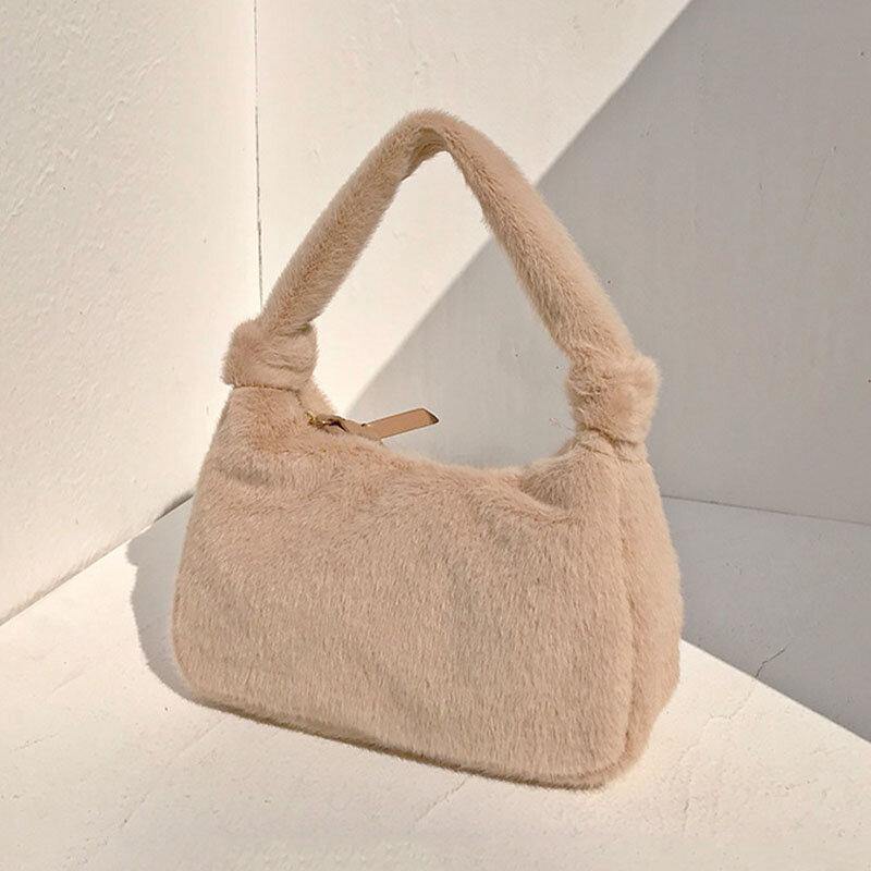 Women Plush Comfy Casual Underarm Bag Handbag Shoulder Bag - Trendha