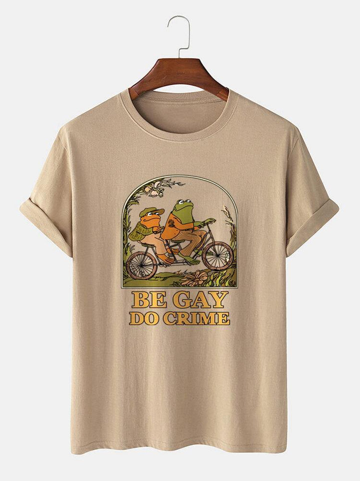 Mens Casual Cotton Frog Cartoon Short Sleeve T-Shirts - Trendha
