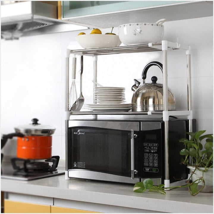 Adjustable Multifunctional Stainless Steel Microwave Oven Shelf Rack - Trendha