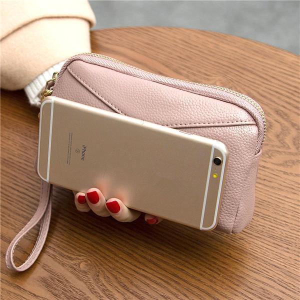 Women Genuine Cowhide 6.3 Inches Phone Clutch Wallet Keys Card Coin Holder 5 Colors - Trendha